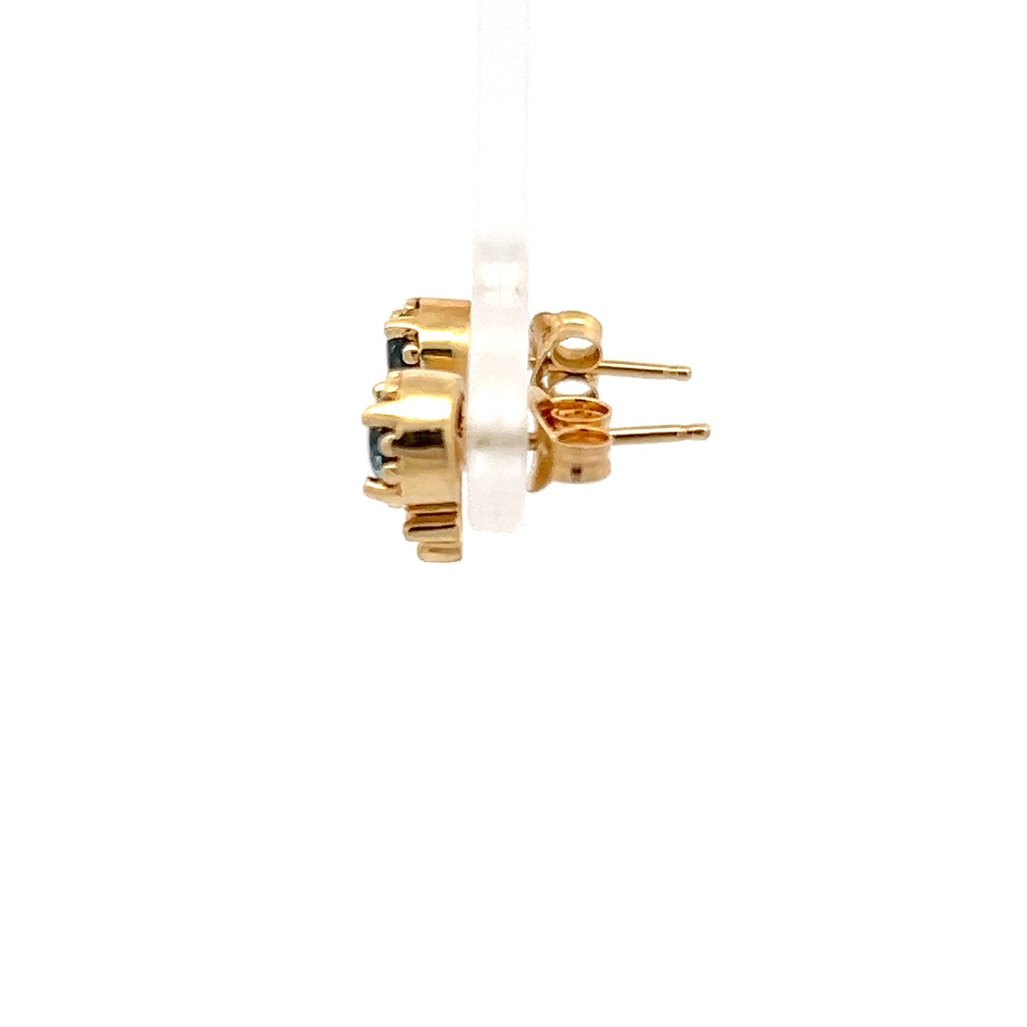 Pendientes de oro amarillo de 14k con topacio azul talla brillante