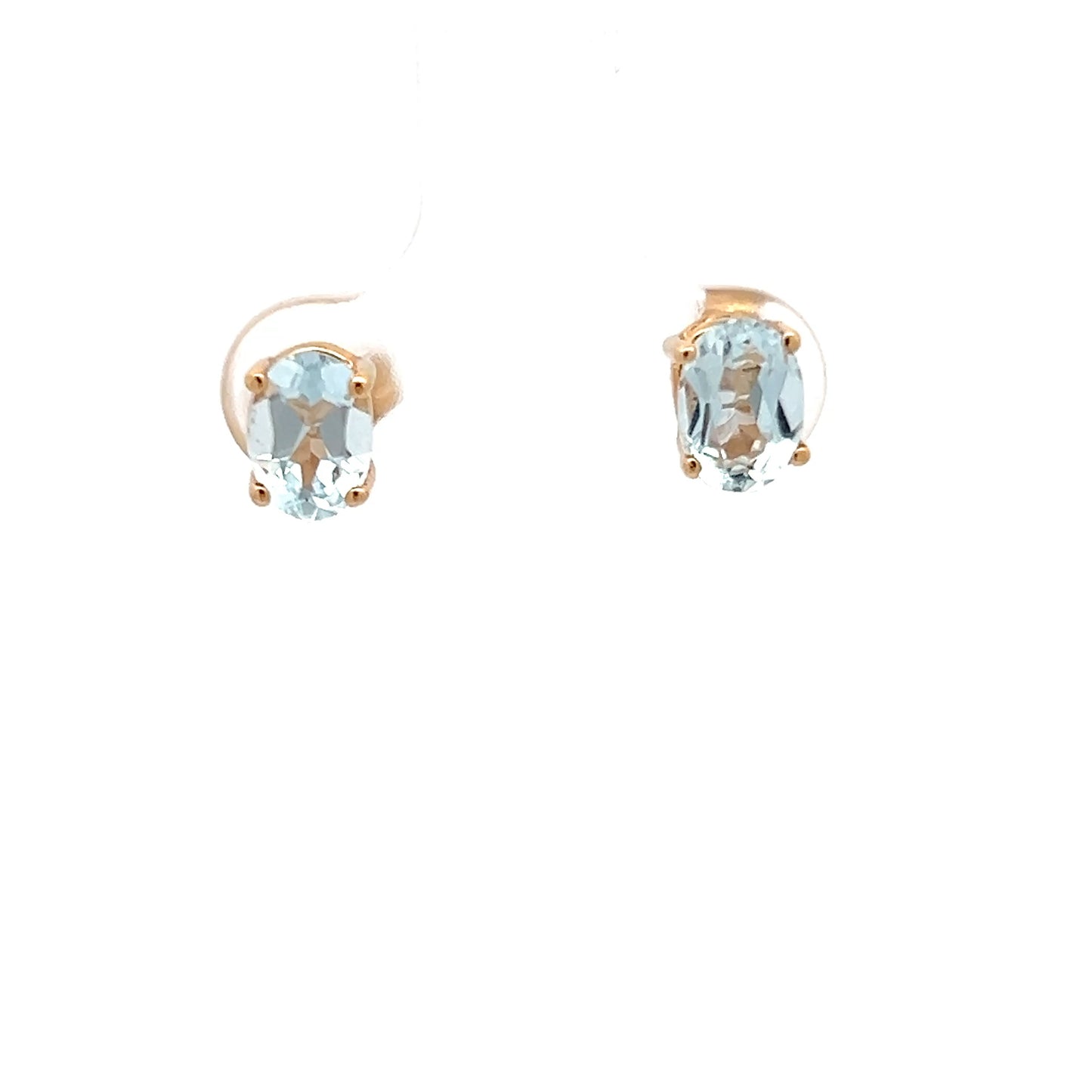 Pendientes de oro amarillo de 14k con aguamarinas talla ovalada brillante