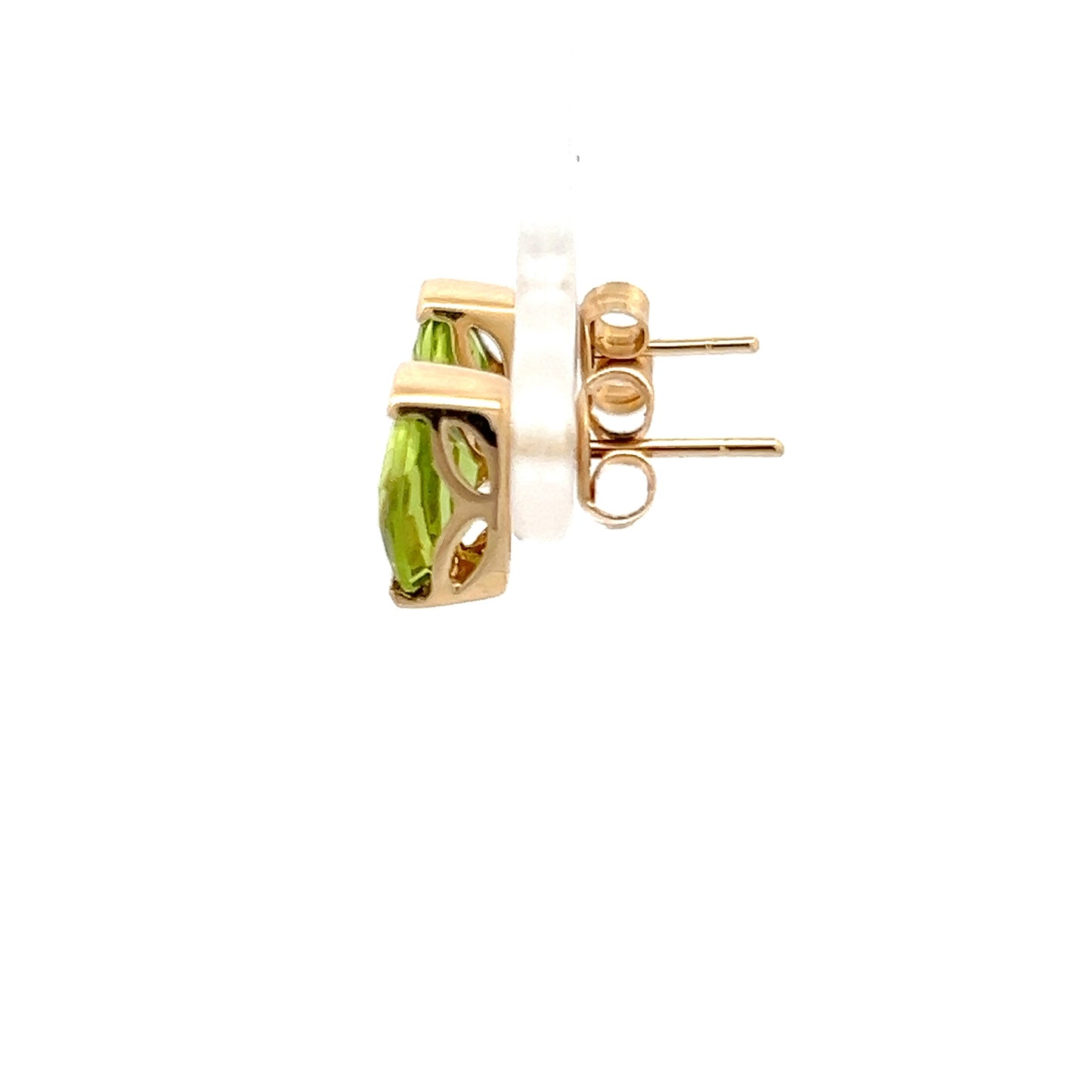Pendientes de oro amarillo de 14k con peridoto talla cojín
