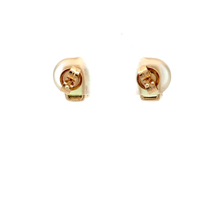 Pendientes de oro amarillo de 14k con peridoto talla cojín