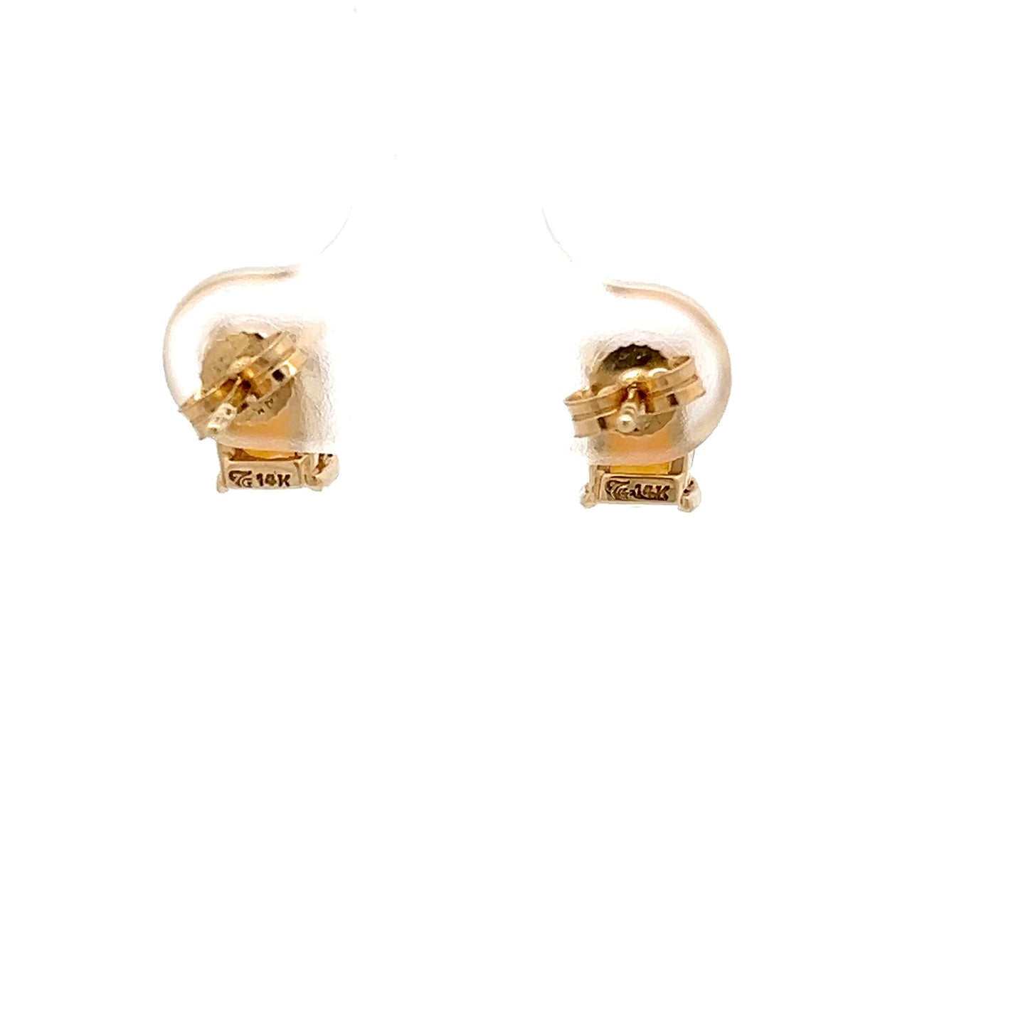 Pendientes de Oro Amarillo de 14k con Topacio Místico de Talla Cojín en Color Rojo Anaranjado