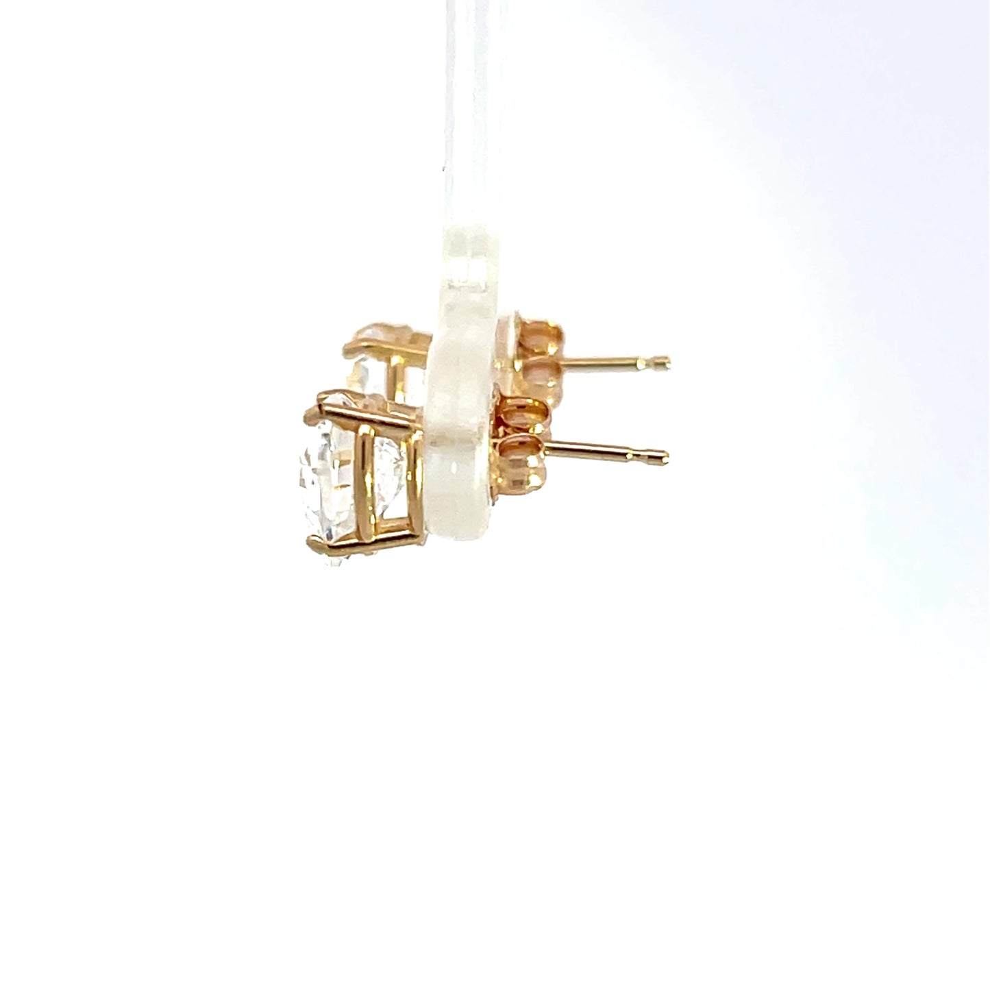 Pendientes de oro amarillo de 14k con topacio azul talla brillante