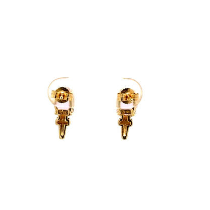 Pendientes de oro amarillo de 14k con topacio azul talla brillante