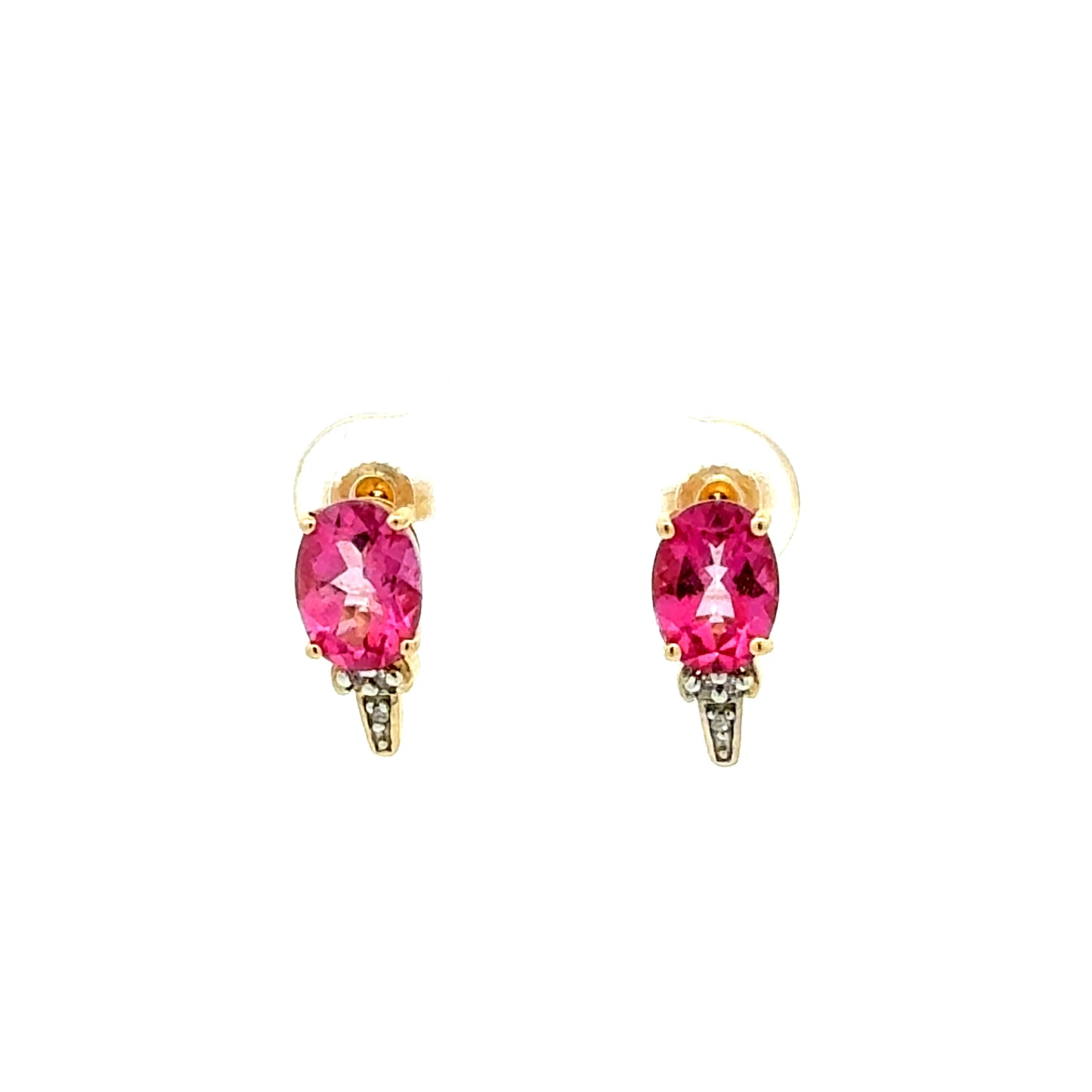 Pendientes de oro amarillo de 14k con topacio azul talla brillante