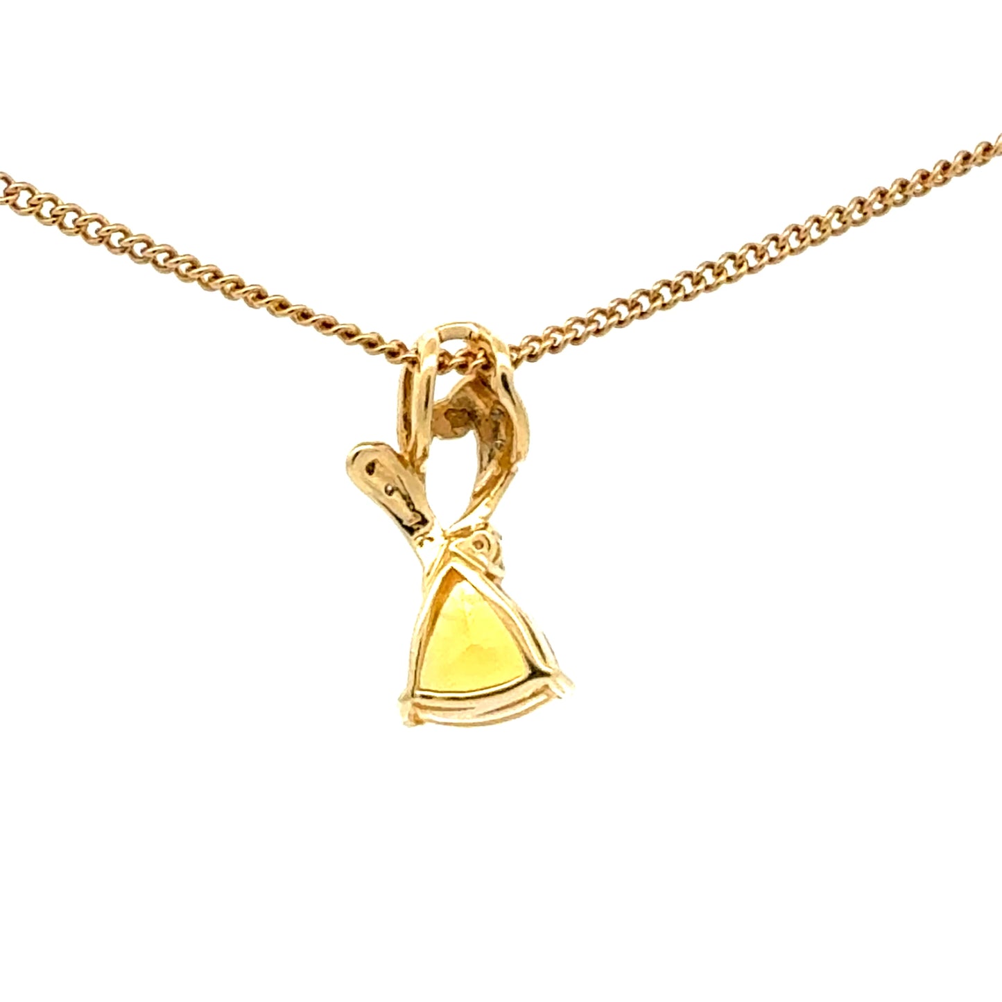 Pendant with Trilliant cut Citrine and diamonds in 14K Yellow Gold