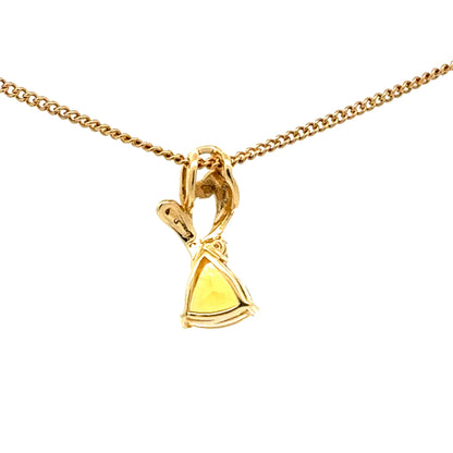 Pendant with Trilliant cut Citrine and diamonds in 14K Yellow Gold