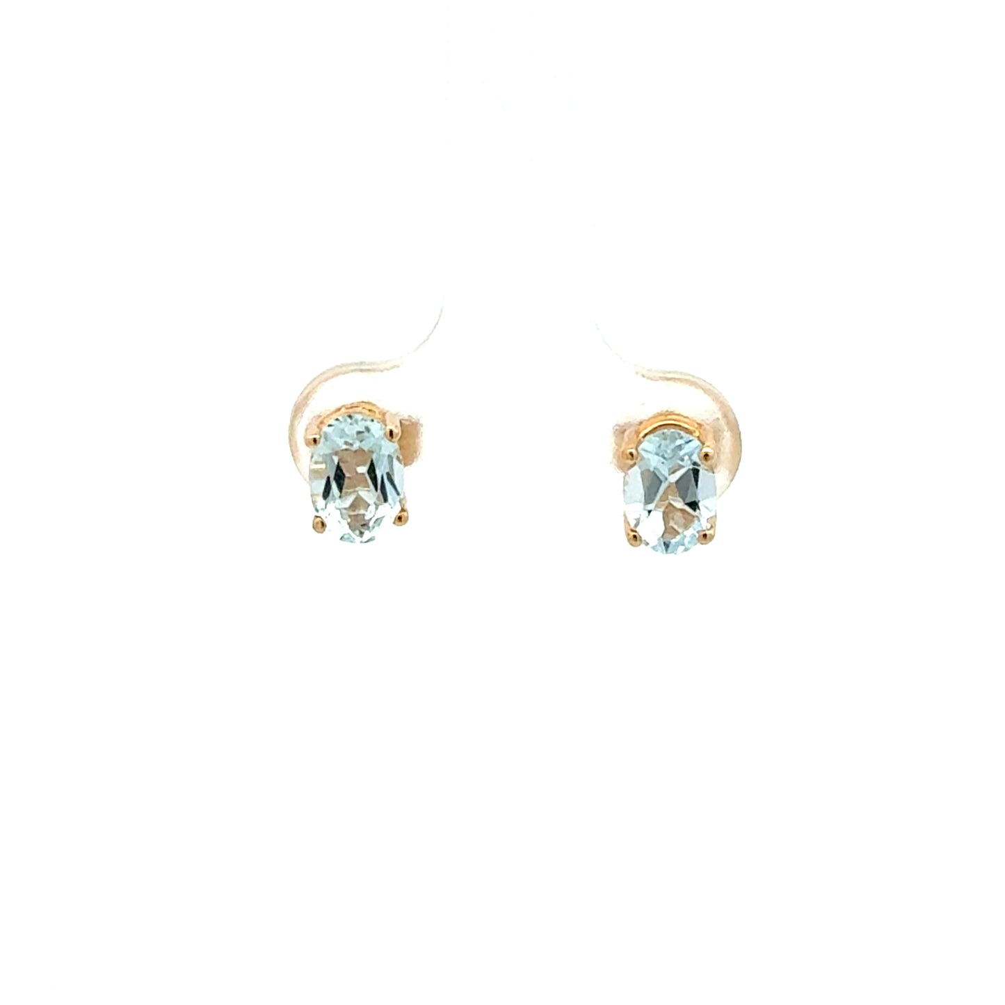 Pendientes de oro amarillo de 14k con topacio azul talla brillante