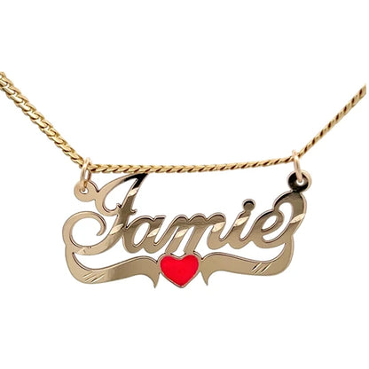 Monogram Necklace in Polished Yellow Gold with Personalized Calligraphic Design