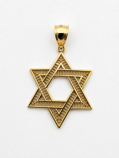 14K Gold Openwork Star of David Pendant