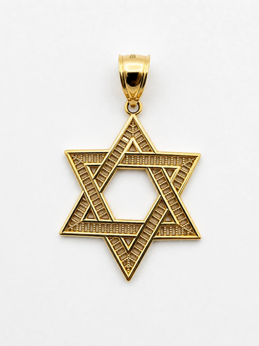 14K Gold Openwork Star of David Pendant