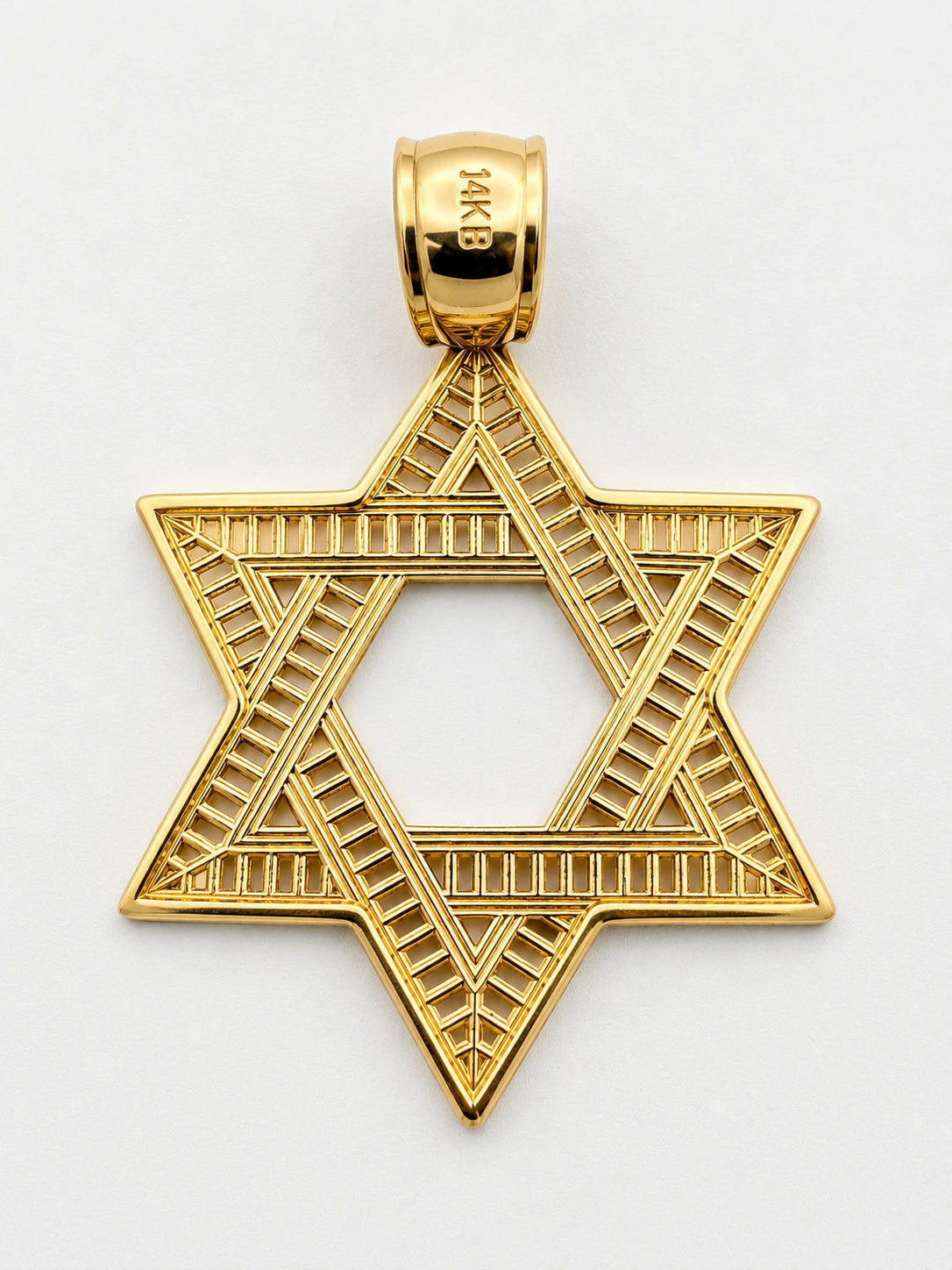 14K Gold Openwork Star of David Pendant