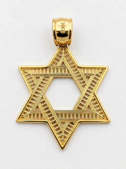 14K Gold Openwork Star of David Pendant