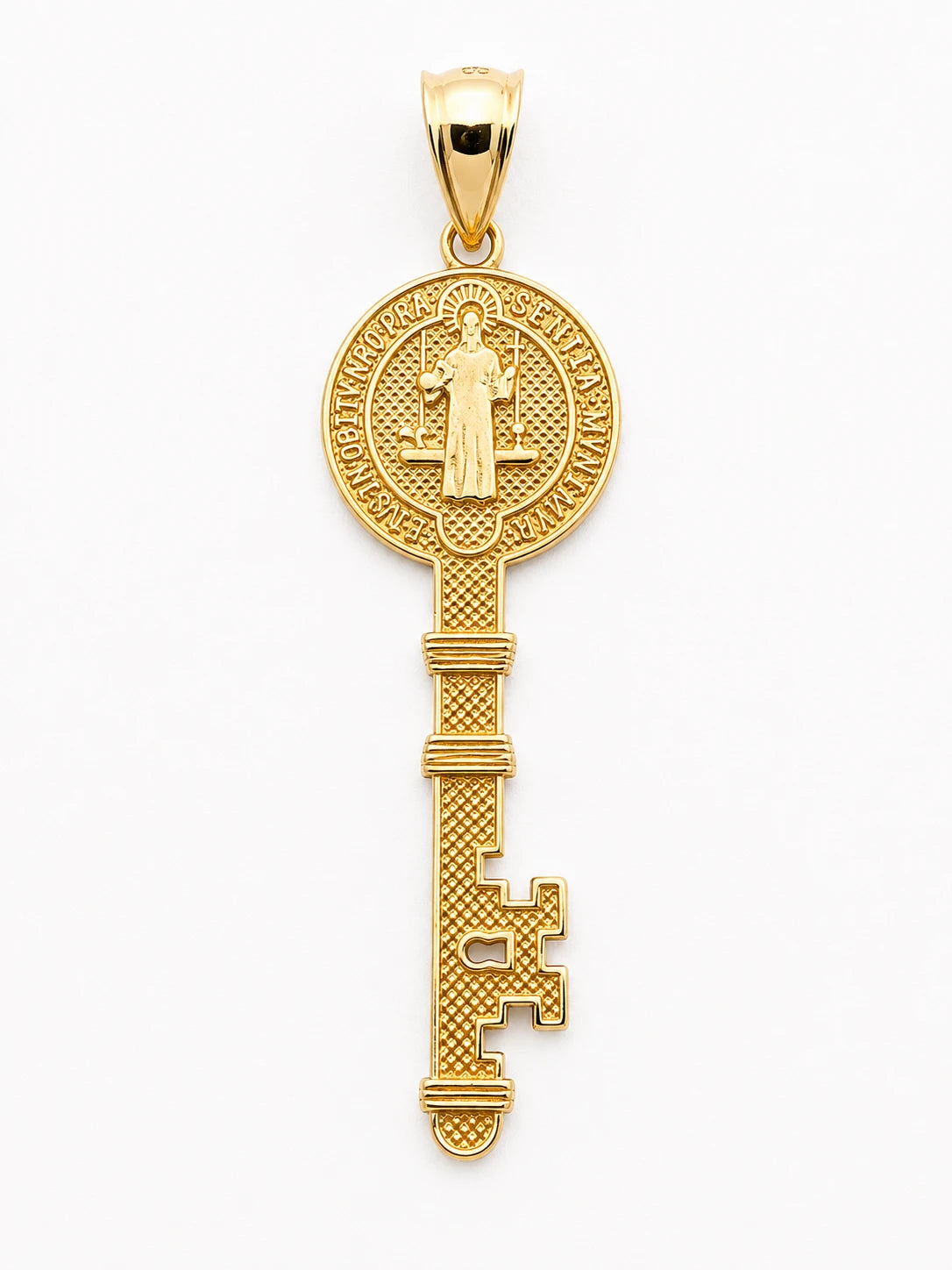 14K Gold Key of Saint Benedict Pendant