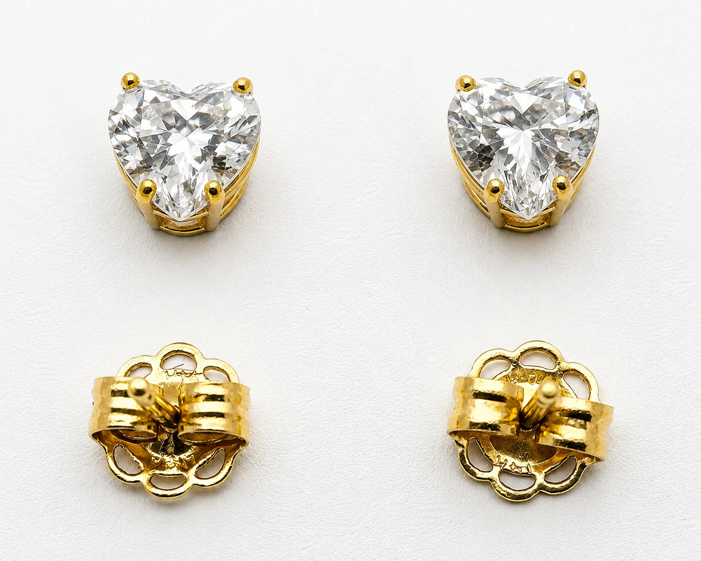 14K Gold Heart Earrings with Zirconia
