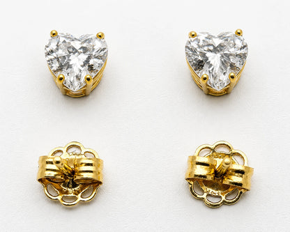 14K Gold Heart Earrings with Zirconia