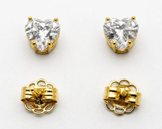 14K Gold Heart Earrings with Zirconia