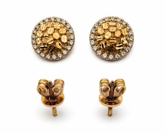 10K Gold Round Earrings with Zirconias
