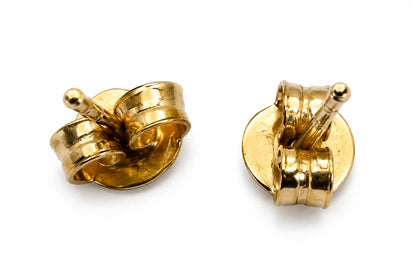 14K Gold Teddy Bear Earrings with Zirconias and Red Heart