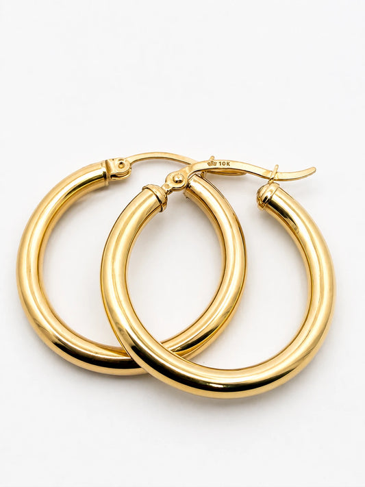 10K Gold Polished Hoop Earrings