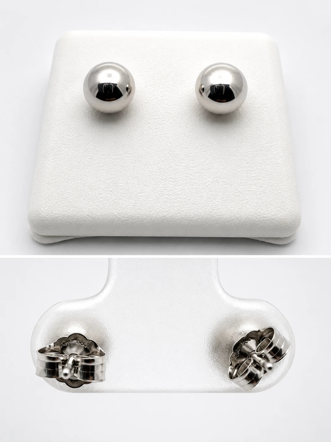 14K White Gold Ball Stud Earrings
