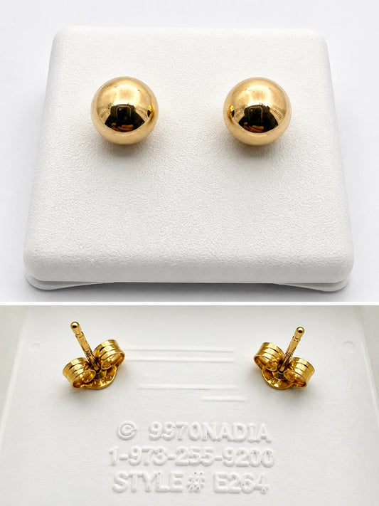 14K Yellow Gold Ball Stud Earrings