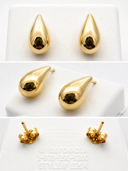 10K Gold Polished Teardrop Earrings