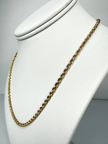 Two-Tone 14K Solid Gold Rope Chain