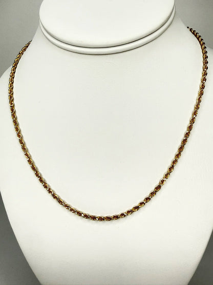 Two-Tone 14K Solid Gold Rope Chain