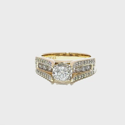 Engagement ring with 1ct diamonds and 14k gold