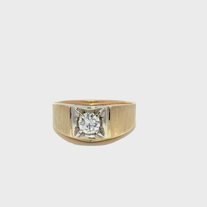 14k Yellow Gold Signet Ring with Brilliant Cut Diamond