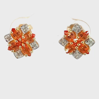 Elegant 14K yellow gold earrings with mixed-cut orange citrines