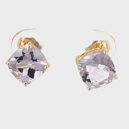 14K Yellow Gold Earrings with Morganite