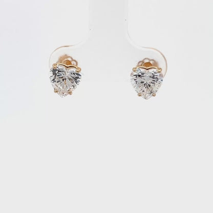 14K Gold Heart Earrings with Zirconia