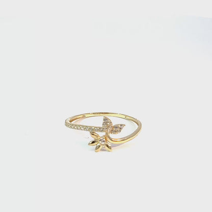 10K Yellow Gold Ring with Round Brilliant Cut Zirconias