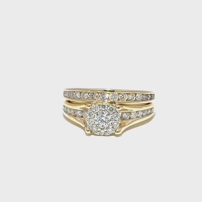 14k Yellow Gold Engagement Ring with Brilliant Cut Natural Diamonds