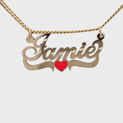 Monogram Necklace in Polished Yellow Gold with Personalized Calligraphic Design