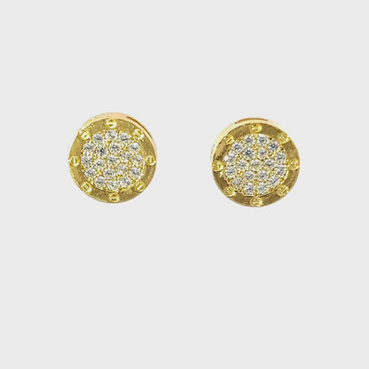 Elegant sleepy earrings in 10K yellow gold with excellent quality cubic zirconia.