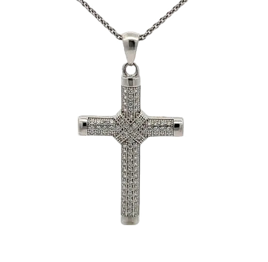 Colgante de cruz en plata 925 y circonita cúbica