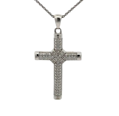 Colgante de cruz en plata 925 y circonita cúbica