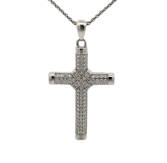 Cross pendant in 925 silver and cubic zirconia